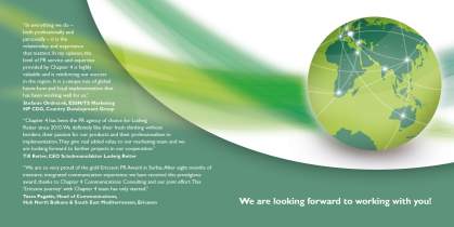 <p><strong>Chapter 4</strong> Imagebroschüre<br />
Chapter 4 2012<br />
Artdirektion, Layout, Satz, Illustrationen</p>
