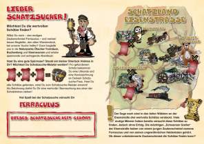 <p><strong>Ferraculus auf Schatzsuche</strong><br />
2005<br />
Heft zum Projekt „Naturpark Eisenstraße“, zusätzlich wurden Poster, Folder, Urkunden und etliche Give-aways gestaltet und produziert.</p>
